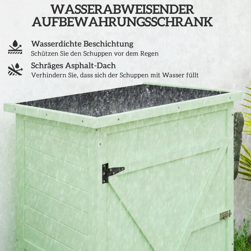 Outsunny Gartenschrank Holz Geräteschuppen mit Ablage Abschließbar Tür Bodenplatte Asphalt-Pultdach 75 x 56 x 115 cm