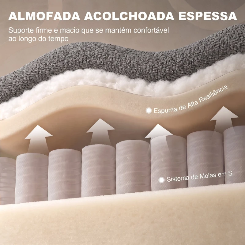 HOMCOM Sofá-cama de 2 Lugares 4 em 1 com 2 Módulos Extraíveis, Encosto Ajustável em 3 Posições, Bolsos Laterais e 2 Almofadas, Cinzento