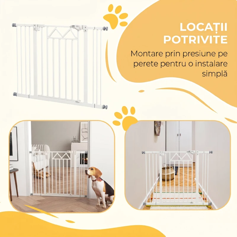 PawHut Poarta de Siguranta cu Montare prin Presiune