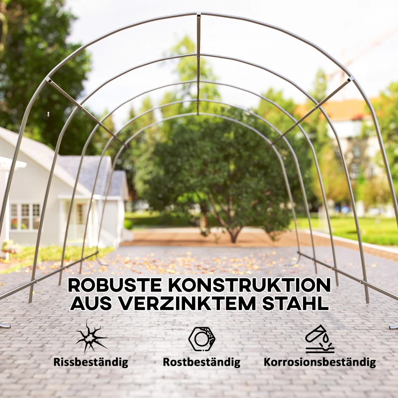 Outsunny Carport Zeltgarage 3x6m Winterfest Wasserdichtes Lagerzelt mit abnehmbaren Seitenwänden großer Rolltor, UPF50+