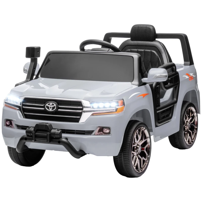 AIYAPLAY Carro Elétrico para Crianças Toyota Land Cruiser 12V com Faróis Buzina Arranque Lento e Música MP3 107x65x55,5 cm Cinza
