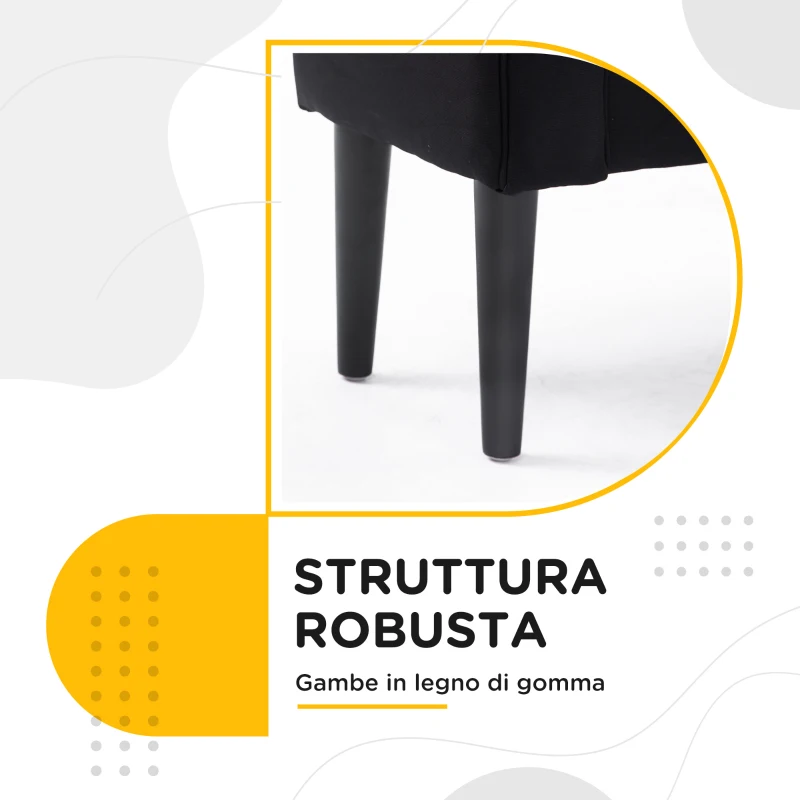 HOMCOM Panca Fondo Letto Imbottita con Braccioli Arrotolati, 102x35x51cm, Nero