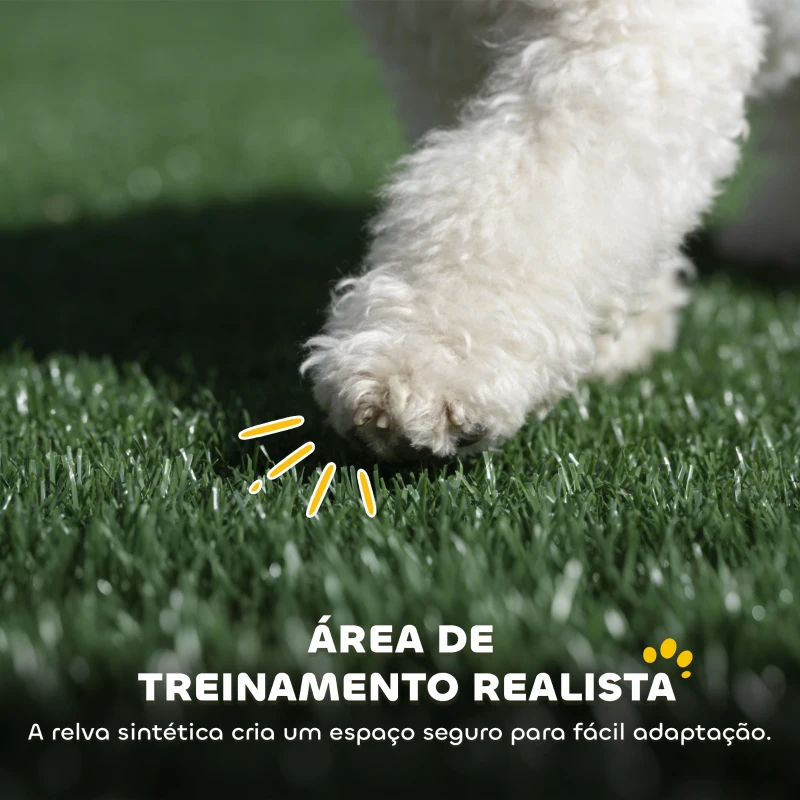PawHut Sanita para Cães com Relva Artificial 75x51x36,5 cm com Paredes Altas Bandeja Deslizante e Fácil de Limpar Preto