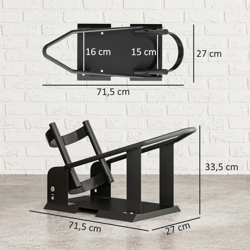 HOMCOM Cavalete de Moto Carga 816,5 kg Suporte para Roda Dianteira de Motocicleta com Altura Ajustável em 3 Níveis para Rodas Ø38,1-53,34 cm Preto