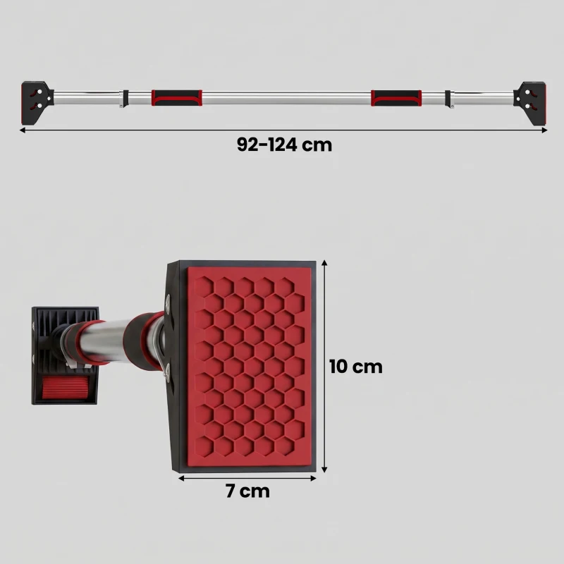 SPORTNOW Barra de Elevação para Porta Ajustável de 95 cm a 123 cm Carga 200 kg para Exercícios e Treino Vermelho e Preto