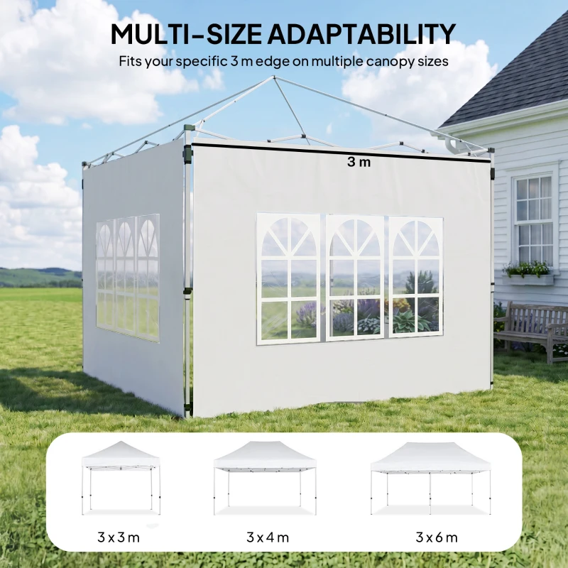 Outsunny Gazebo Side Panels, Sides Replacement with Window for 3x3(m) or 3x4m Pop Up Gazebo, 2 Pack, White