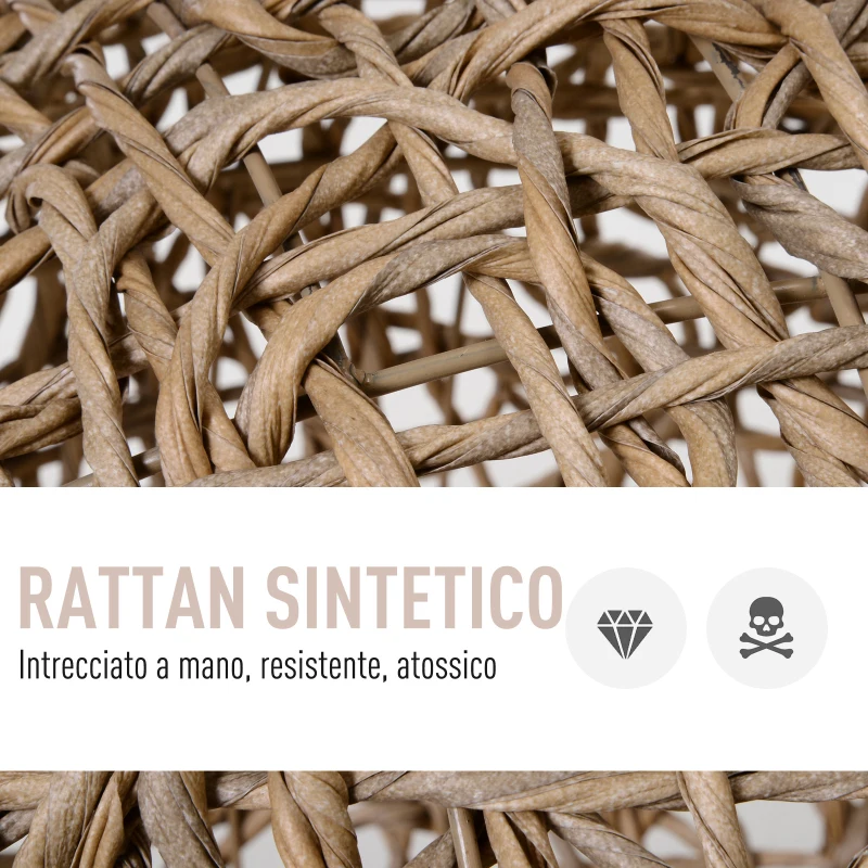 PawHut Cesta Rialzata per Gatti Fino a 10kg in Rattan PE Marrone (Φ52x58cm)