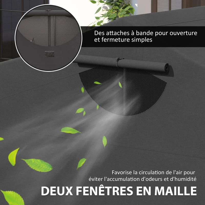 Outsunny Abri de moto extérieur tente à moto housse de protection en tissu Oxford, 2 fenêtres, 345 x 135 x 191 cm, noir