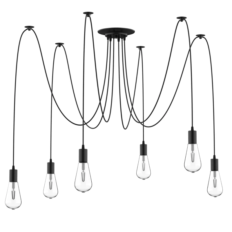 HOMCOM plafondlamp kroonluchter met 6 verstelbare armen 6 lampen in spinvorm