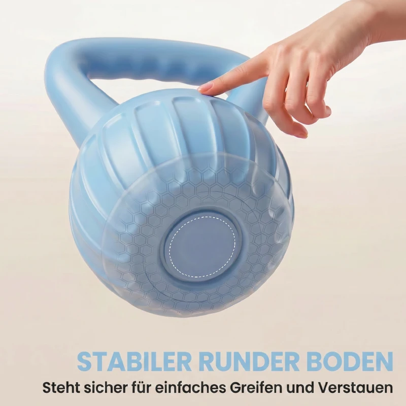 SPORTNOW Kettlebell Kugelhantel 6 kg Gewicht-Hantel mit Sand befüllt für Anfänger Zuhause Krafttraining 21 x 21 x 27 cm Blau
