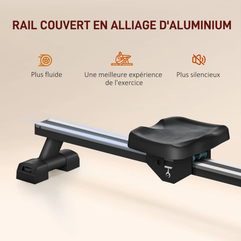 SPORTNOW Rameur à eau d'appartement pliable - 6 niveaux de résistance écran LCD multifonction support de tablette