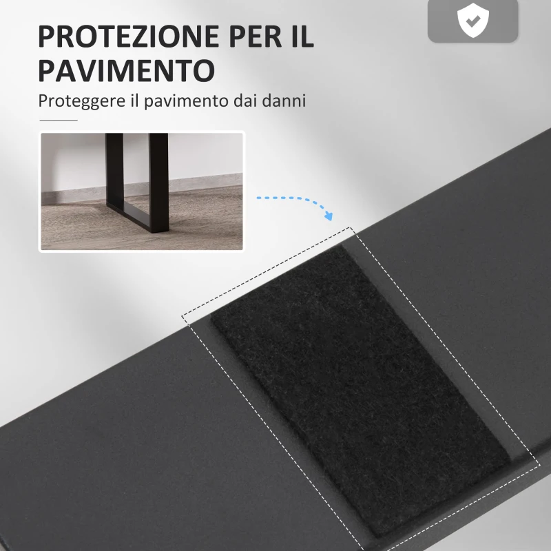 HOMCOM Set 2 Gambe per Tavolo Rettangolari Stile Industriale in Acciaio, Capacità 60 kg, 60x8x72 cm, Nero