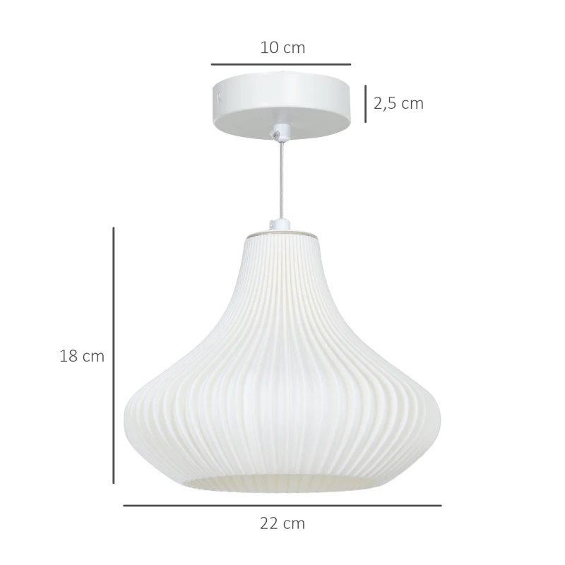 HOMCOM Candeeiro Suspenso Moderno Candeeiro de Teto com Ecrã de Impressão 3D Iluminação para Sala de Jantar Ø22x18 cm Branco