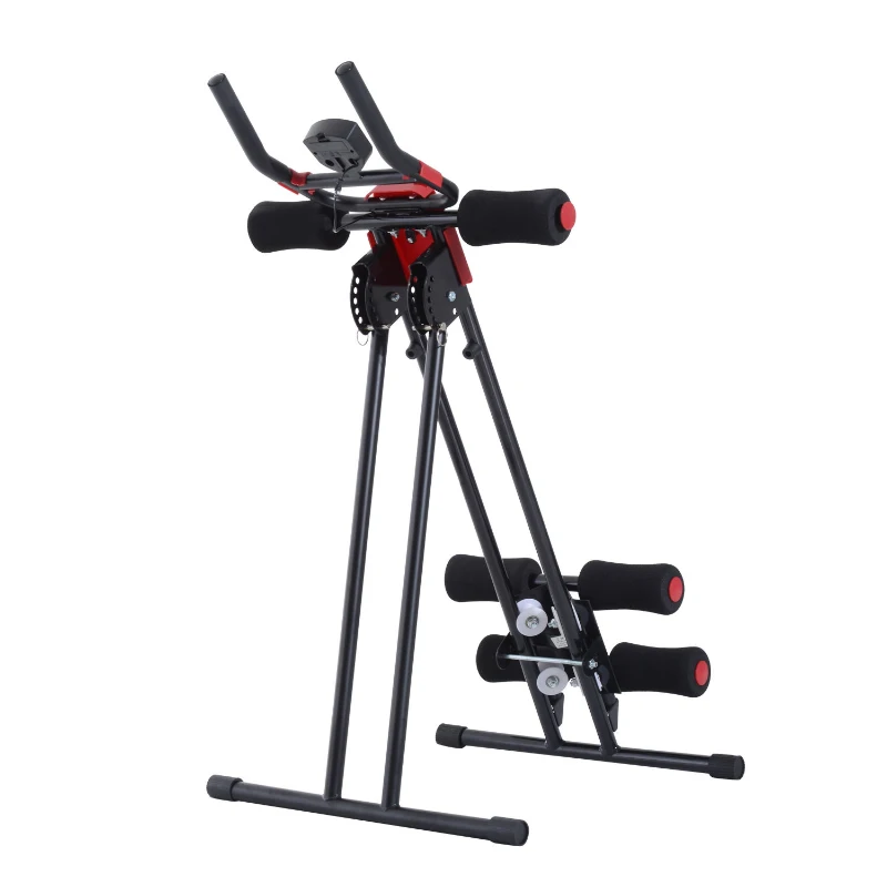 HOMCOM Bauchtrainer für Zuhause klappbar Bauchmuskeltrainer mit LCD-Monitor, Widerstand Trainingsgerät Fitnessgerät für Ganzkörpertraining belastbar bis 100 kg
