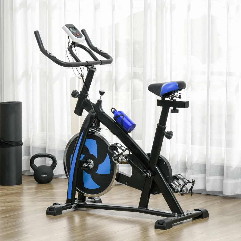SPORTNOW Heimtrainer, leise, anpassbarer Widerstand, Pulssensor, Monitor, Blau(m-10)