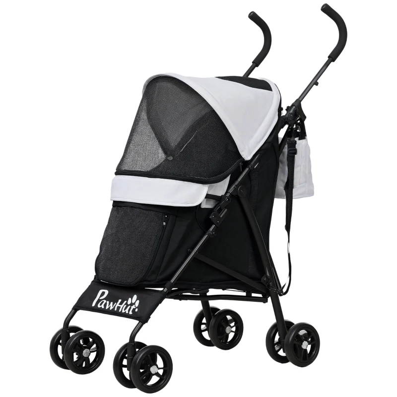 PawHut Luxe Huisdierenwagen met Veiligheidslijnen en Netvensters, 76L x 44B x 103H cm, Lichtgrijs