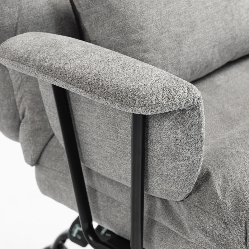HOMCOM Office Chair, 180kg Heavy Duty Linen Computer Desk Chair with Lumbar Support, Wide Seat, Spring Cushion, Grey
