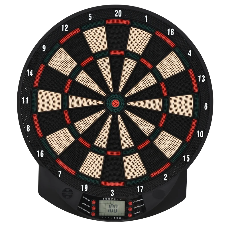 HOMCOM Cible jeu de fléchettes électronique 26 Jeu principals et 185 jeux variations cibles électroniques pour 8 joueurs 30 flechette pointe affichage LCD haut-parleur noir