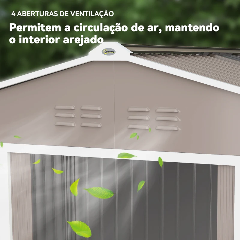 Outsunny Abrigo de Jardim 277x195x192 cm  Metálico para Armazenamento de Ferramentas Cinzento