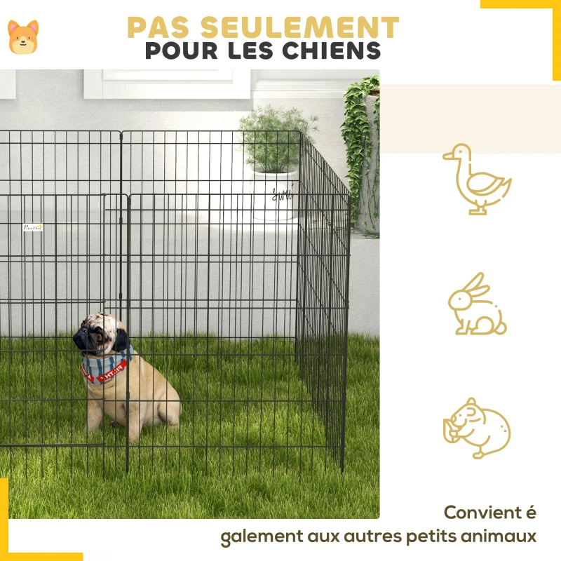 PawHut Parc enclos modulable pour chiens lapins rongeurs clôture pour petits animaux intérieur et extérieur  61 x 91 cm noir