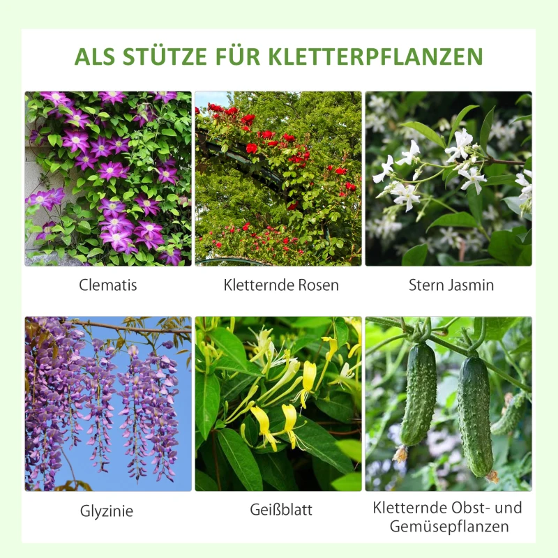 Outsunny Rankgitter Stahl 2er Set zum Stecken rostfrei Rankhilfe mit Blättern 50 x 186 cm Schwarz