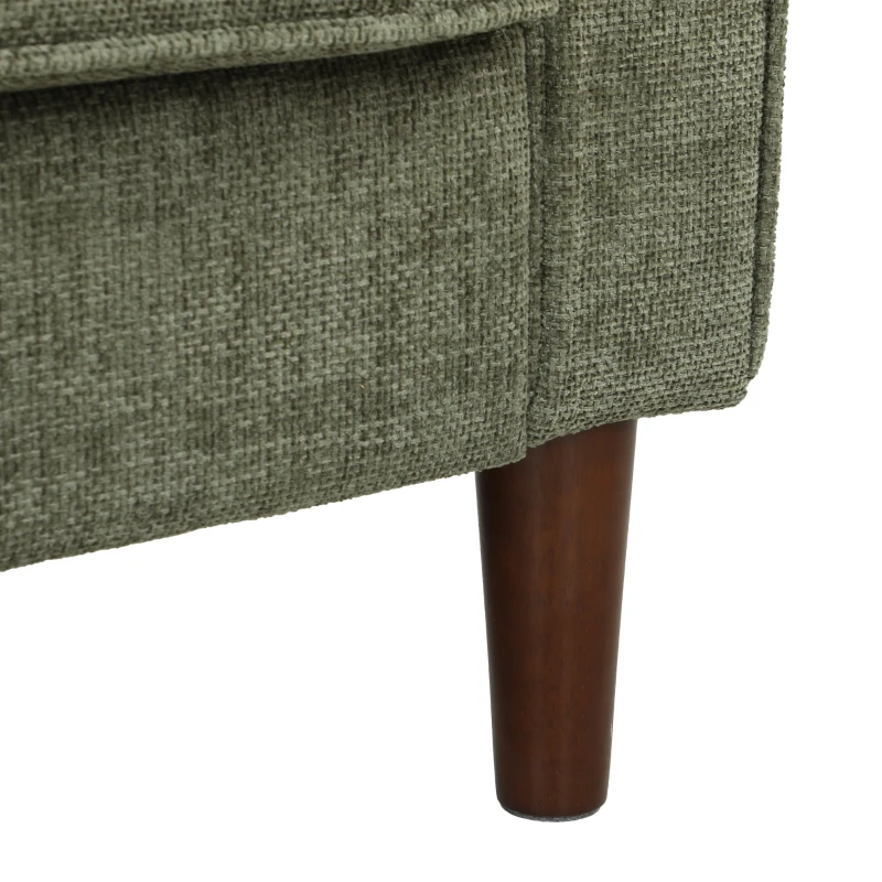HOMCOM 3 Seater Sofa Button Tufted Upholstered Couch with Wood Legs for Living Room, Green