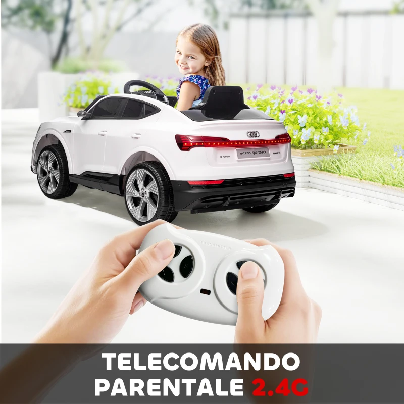 HOMCOM Macchina Elettrica per Bambini 12V con Telecomando, Velocità 3-8km/h, Luci e Musica, Età 3-5 Anni, Bianco