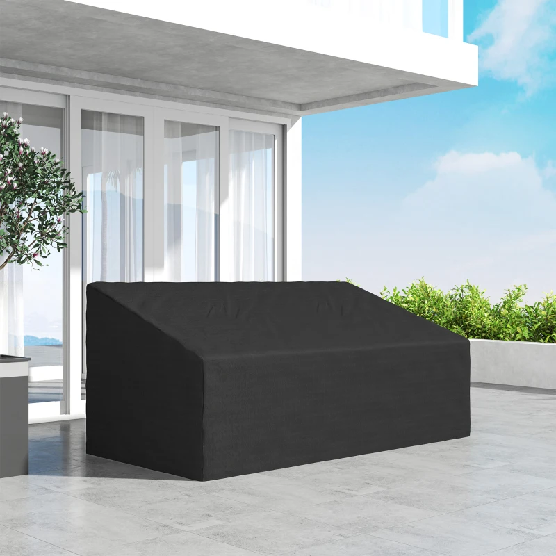 Outsunny 600D Oxford Cloth Garden Furniture Cover Waterproof, 3 Seater Sofa Protector for Patio, Outdoor, Black, 218 x 111 x 63-101 cm
