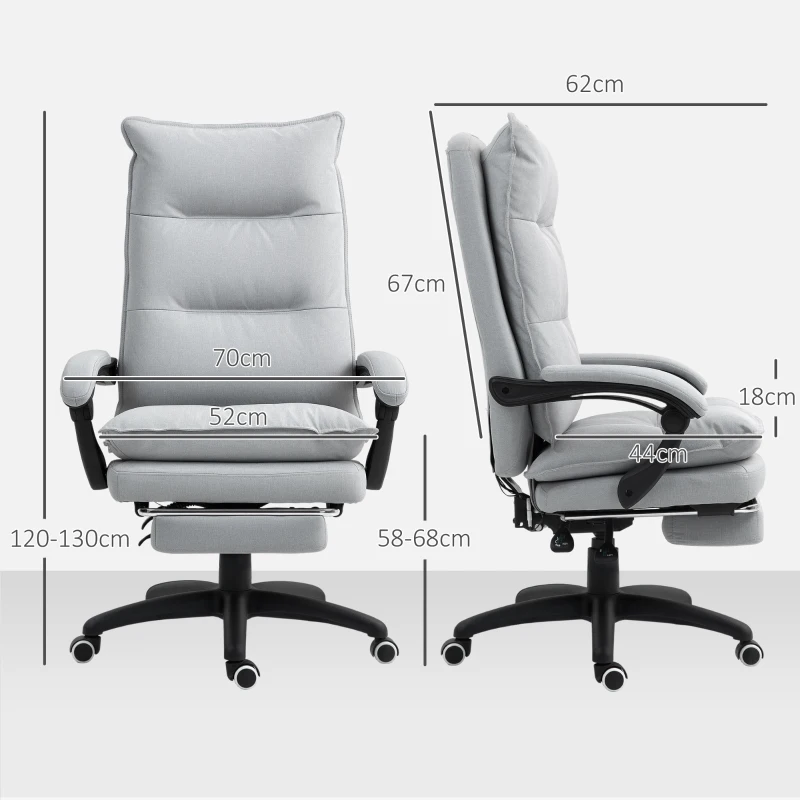 Vinsetto Massage-bureaustoel, bureaustoel met massagefunctie, in hoogte verstelbare ergonomische draaistoel, nylon, Lichtgrijs