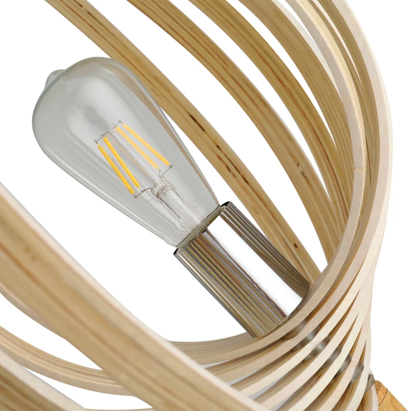 HOMCOM Lampada da Terra per Soggiorno Design, Paralume con Anelli Regolabili in Legno, Lampadine E27, Ф38 x 160 cm