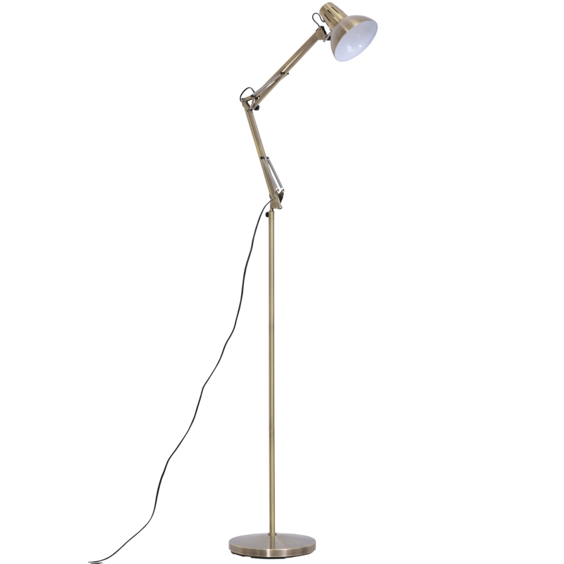 HOMCOM Lampadaire orientable design éclairage directionnel hauteur et angle réglable dim. 65L x 28l x 149-169H cm métal coloris laiton