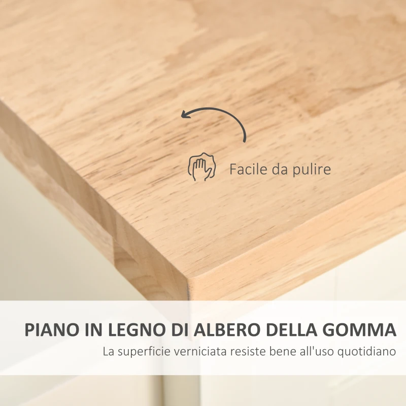 HOMCOM Isola per Cucina per Utensili e Accessori con Cassetti, Armadietto e Portasciugamani, 110x49.5x89.5 cm, Bianco