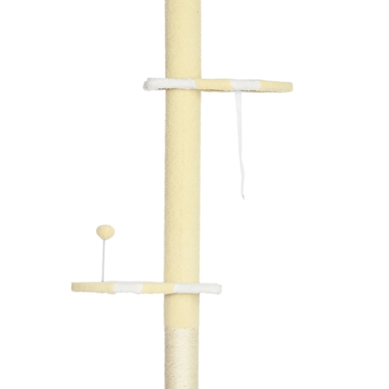 PawHut Verstelbare Krabpaal, Anti-slip, Sisaltouw Palen, 220-260H x 47L x 34B cm, Geel/Wit/Blauw