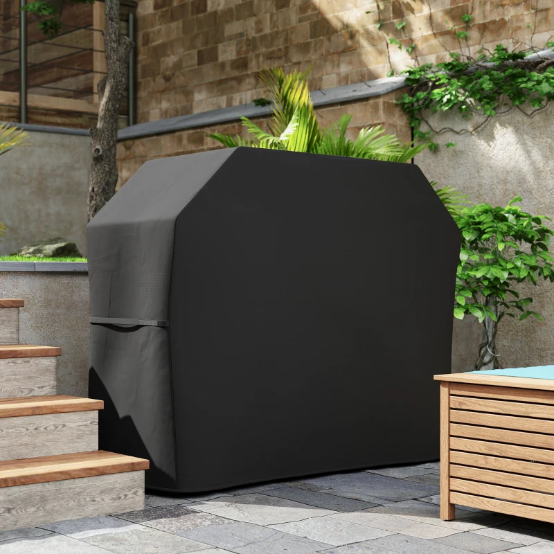 Outsunny Grillabdeckung Schutzabdeckung für Grill Grillplane, wetterbeständig, 147 x 61 x 120cm, Schwarz