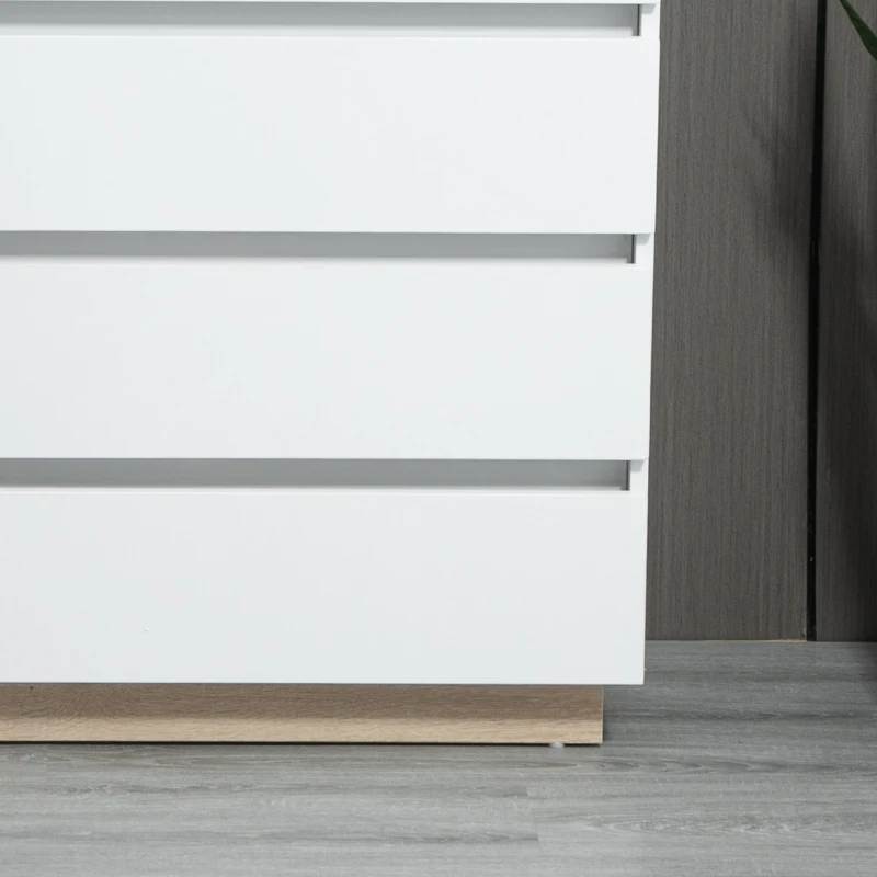 HOMCOM Cassettiera 5 Cassetti Minimal in Legno, 80x40x109 cm, Bianco e color Rovere