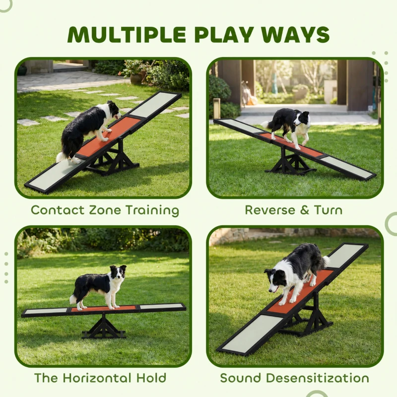 PawHut Wooden Pet Seesaw for Big Dogs, Dog Agility Equipment with Anti-Slip Surface - Black