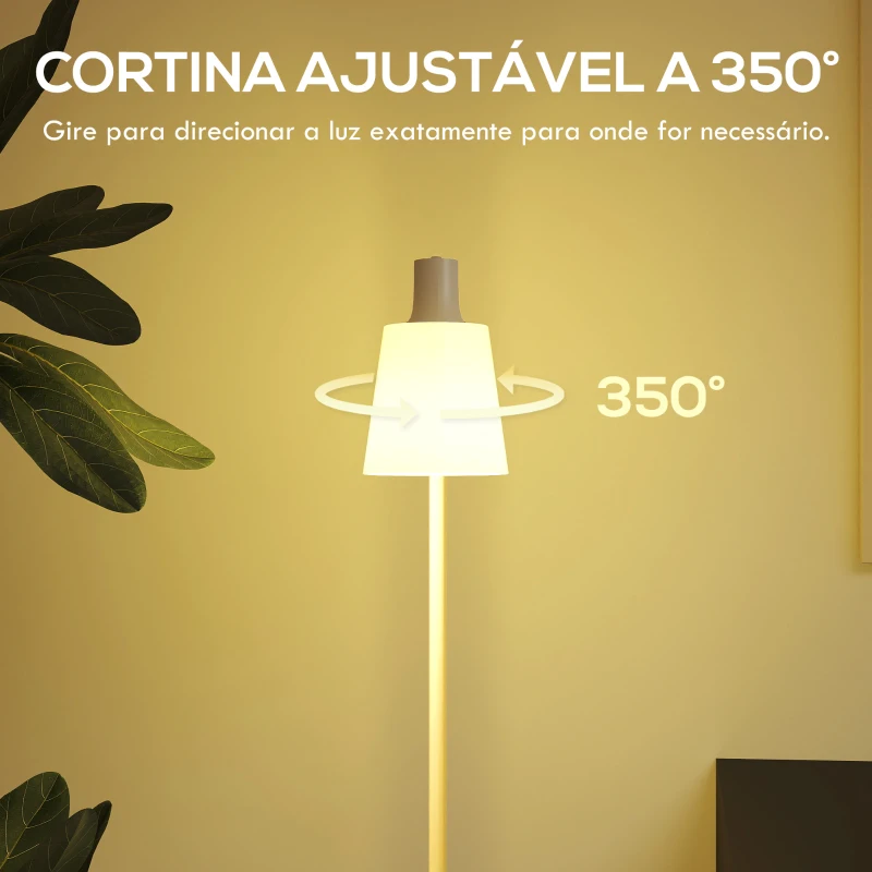 HOMCOM Candeeiro de Pé LED Regulável com Ecrã Giratório 350° 3 Temperaturas de Cor 3000K/4000K/6500K 45x21x148 cm Branco