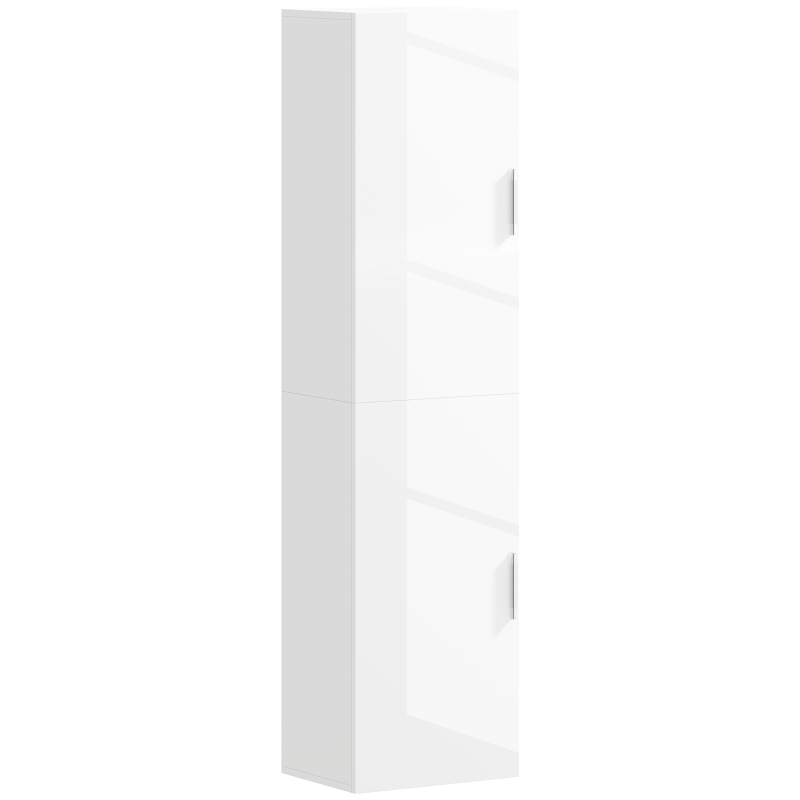 HOMCOM Columna de Baño de Pared con Estantes Ajustables y 2 Puertas Mueble de Baño Moderno 40x30x160 cm Blanco