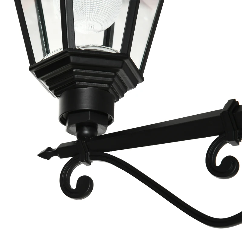 Outsunny Solar Gartenlaterne 2,5 m Gartenleuchte Wegleuchte mit 19 LED 10-500 Lumen 3000K Aluminium gehärtetes Glas Schwarz 22 x 72 x 248 cm