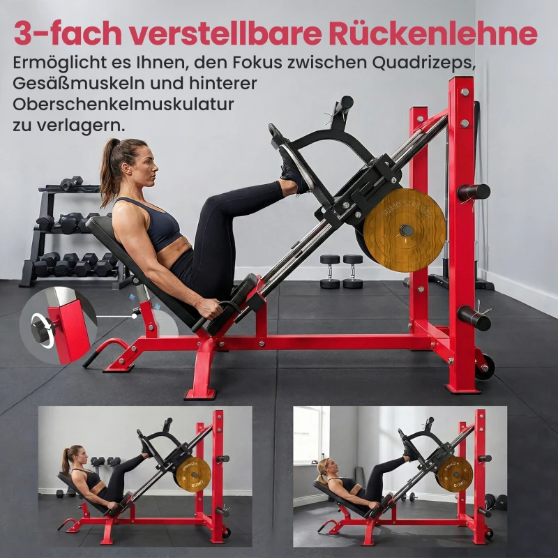 SPORTNOW Beinpresse Heimtraining Beintraining Krafttraining Unterkörper Quadrizeps Gesäßmuskeln Oberschenkel Fitnessgerät