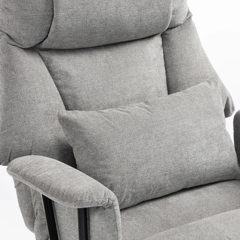 HOMCOM Office Chair, 180kg Heavy Duty Linen Computer Desk Chair with Lumbar Support, Wide Seat, Spring Cushion, Grey