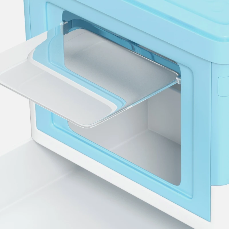 PawHut Hooded Cat Litter Box, Portable Pet Toilet, with Scoop, Front Entry - Light Blue