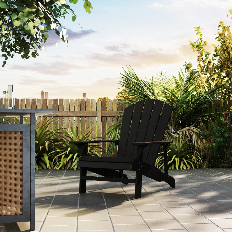 Outsunny Adirondack Stuhl wetterfest Adirondack Chair aus Holz Outdoor Gartenstuhl mit Hoher Rückenlehne Armlehnen