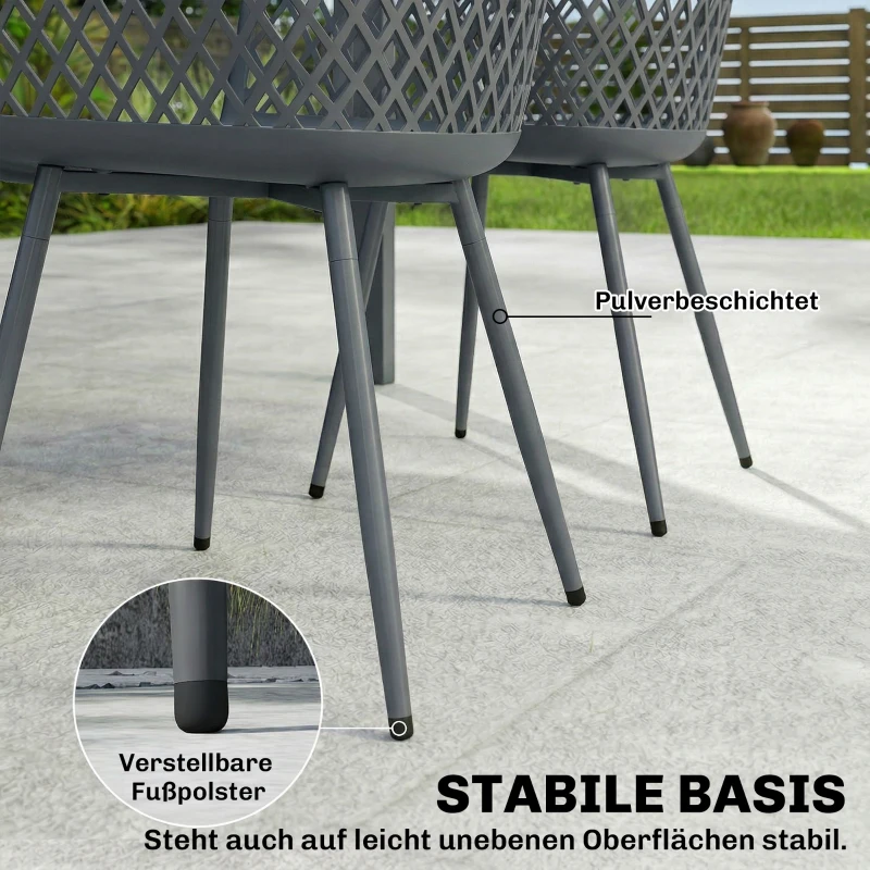 Outsunny Gartenstuhl 4er Set UV-beständige Gartenstühle aus Kunststoff mit Armlehne Rückenlehne 56 x 51 x 84 cm Dunkelgrau