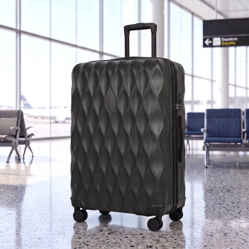 HOMCOM 77cm 98L Suitcase, Lightweight ABS Hard Shell Carry On Luggage with TSA Lock, Spinner Wheels, Telescopic Handle, Black