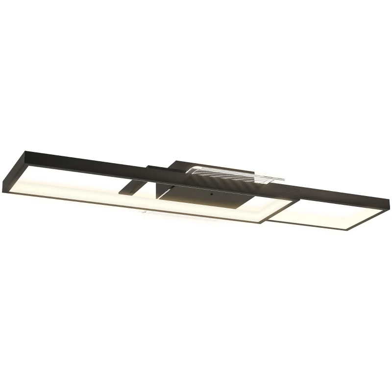 HOMCOM Deckenleuchte LED 43W 4600LM 3000-6000K dimmbare Deckenlampe Flach mit Fernbedienung Wandschalter 70 x 30 x 7 cm Schwarz