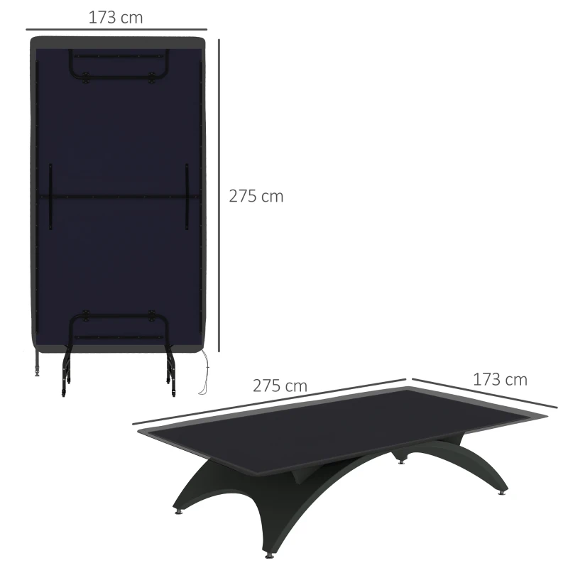 SPORTNOW Copertura Tavolo da Ping Pong 257x153x5 cm in Polietilene Nero con Fibbie e Cerniere incluse