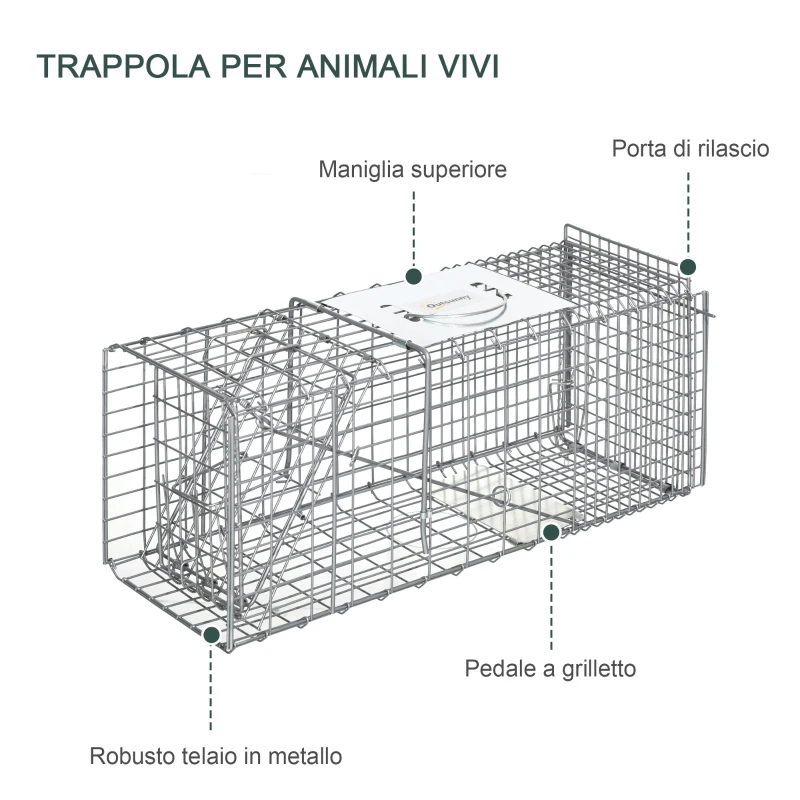 Outsunny Trappola per Ratti, Topi e Nutrie Pieghevole in Acciaio