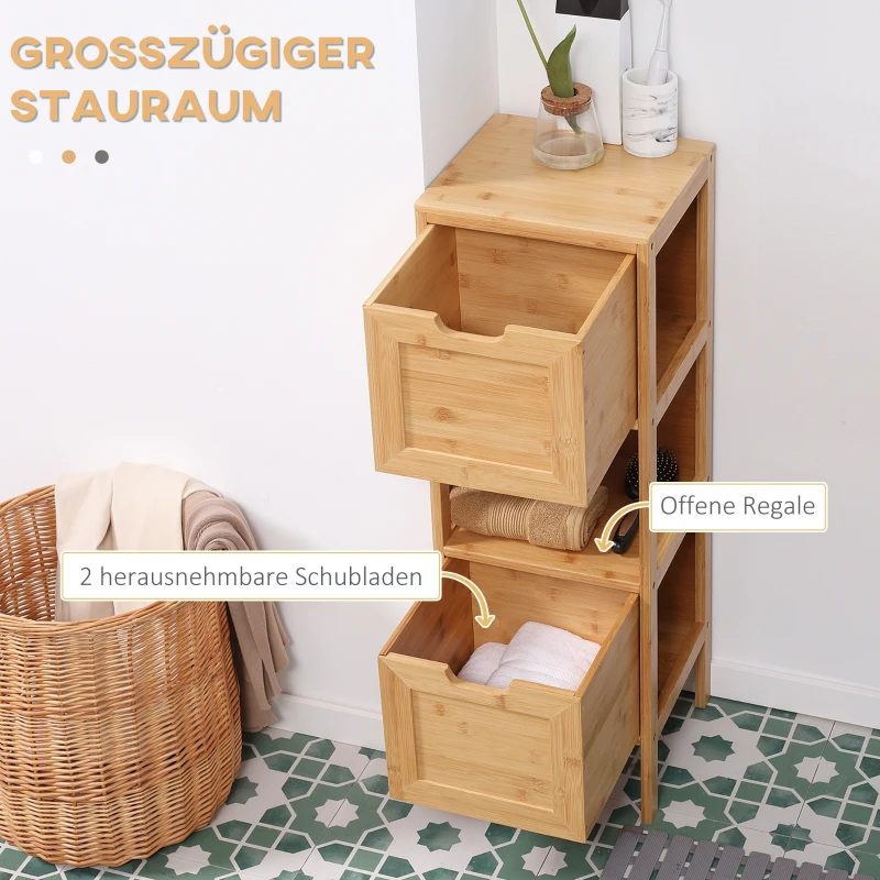 kleankin badkamermeubel van bamboe, 1 plank, 2 laden, 30 cm x 30 cm x 90 cm; naturel