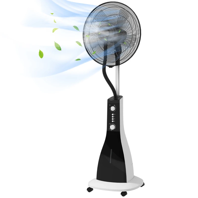 HOMCOM 2-in-1 Ventilator met Bevochtiger, 3 Snelheden, Timerfunctie, 3 L Tank, 44,5 x 38,5 x 120cm, Zwart